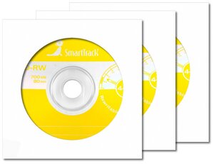 Перезаписываемый диск SmartTrack CD-RW 700Mb 12x в бумажном конверте с окном, 3 шт.