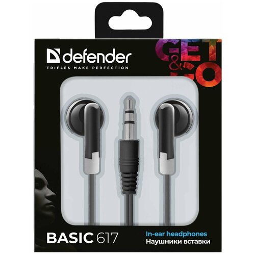 Наушники DEFENDER 1 Basic 617 проводные 11 м вкладыши черные 63617 310₽