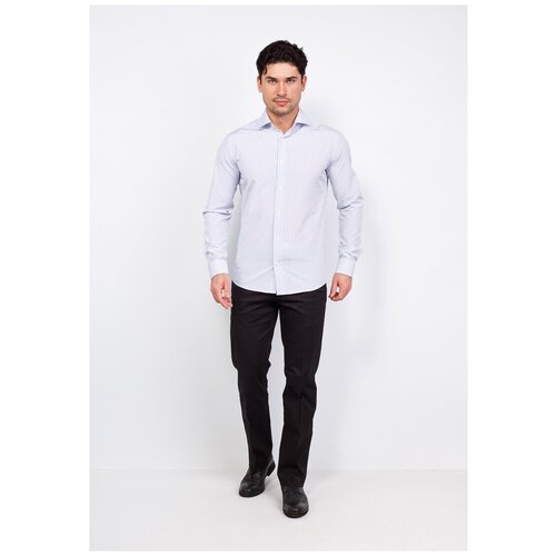 фото Рубашка мужская длинный рукав greg 121/139/412/z, полуприталенный силуэт / regular fit, цвет белый, рост 174-184, размер ворота 44