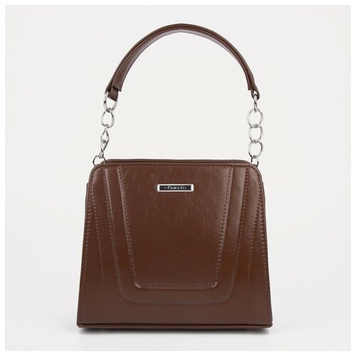 фото Тоут, отдел на молнии, наружный карман, длинный ремень, цвет коричневый эль маста