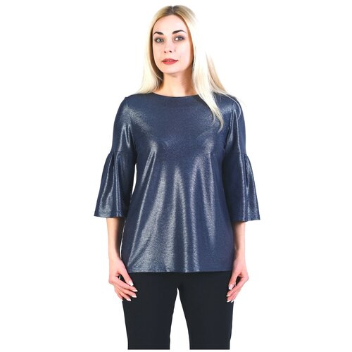 Блуза Olsi, размер 48, синий 2020 летние блузки с принтом рубашка женская блузка без рукавов с открытой спиной в стиле бохо женская блузка с v образным вырезом пляжная б