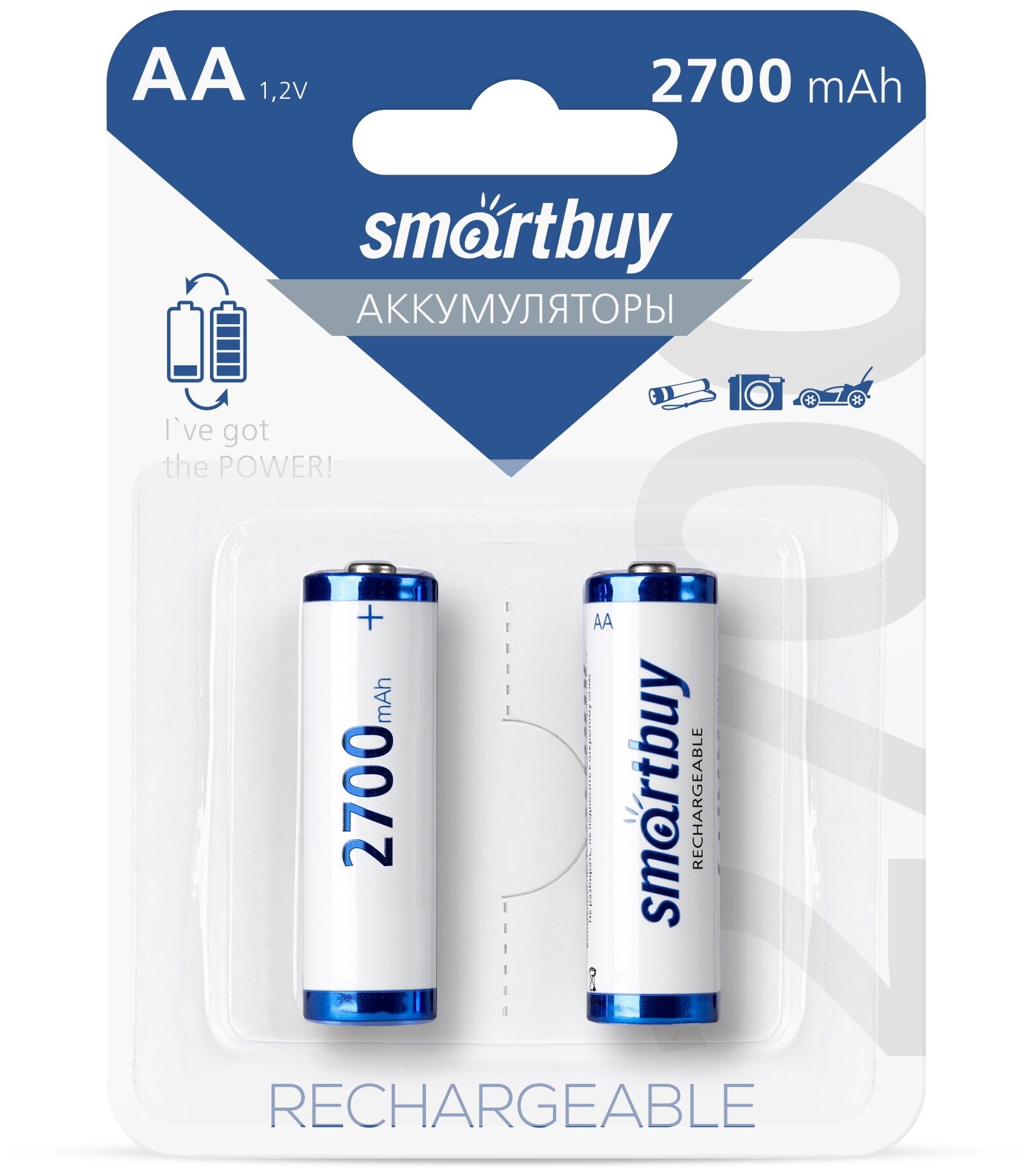 Аккумуляторы NiMh AA 2700mAh SmartBuy 2шт. в блистере