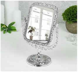 Зеркало настольное, с увеличением, зеркальная поверхность 9,5 х 12,5 см, цвет серебристый