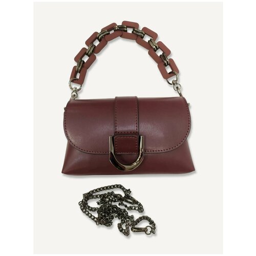 Бордовая сумка через плечо из натуральной кожи, женская сумка клатч на цепочке, сумка Vezze Италия 100%