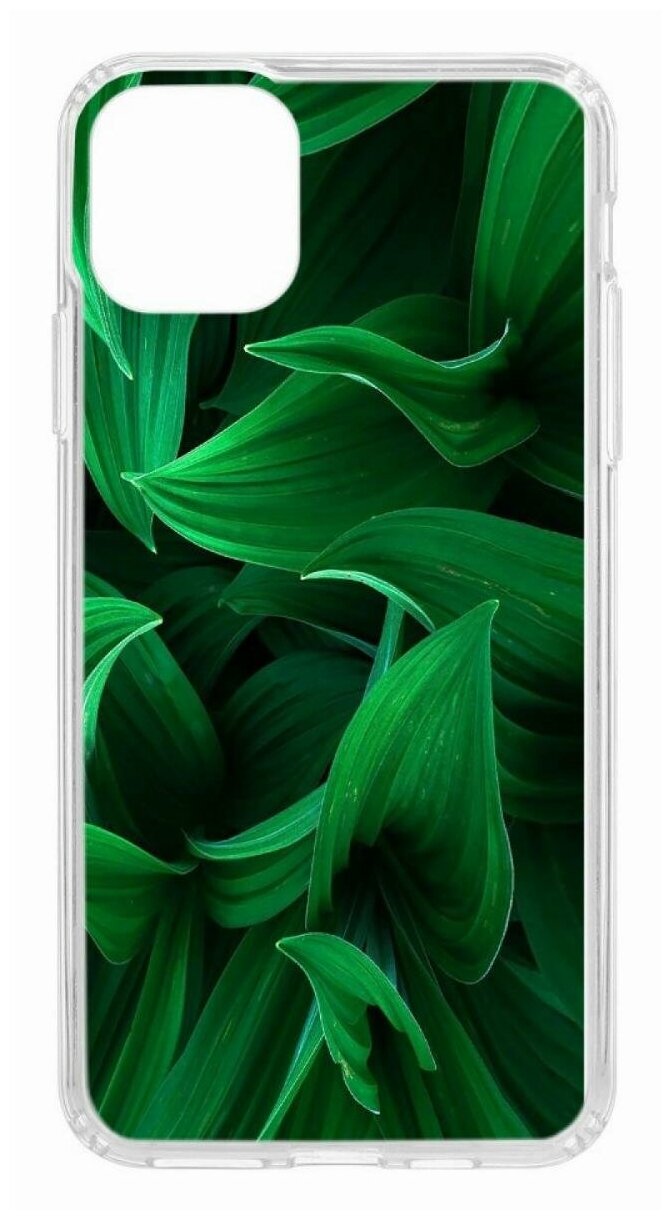 Чехол для iPhone 11 Pro Max Kruche Print Grass,противоударная пластиковая накладка с рисунком,защитный силиконовый бампер с принтом и защитой камеры