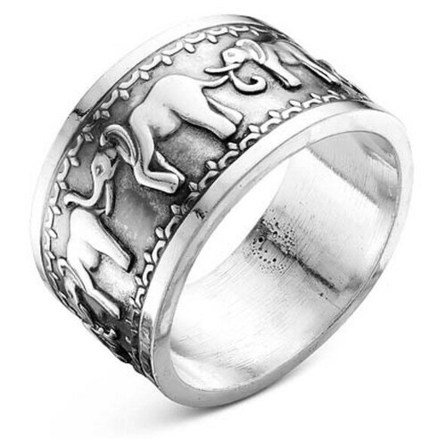 фото Кольцо "слоны" караван, посеребрение с оксидированием, 19 размер красная пресня