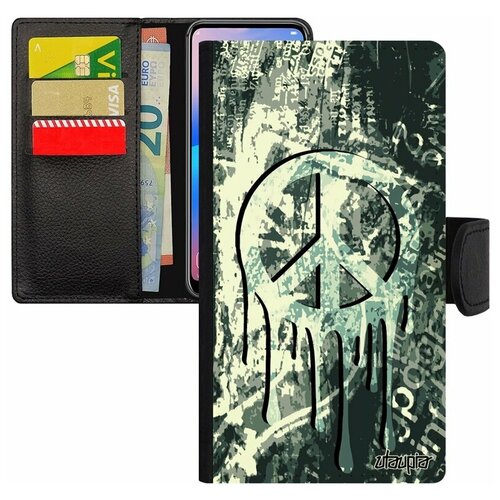 фото Чехол книжка на смартфон apple iphone 7 plus, "peace and love" рисунок символ utaupia