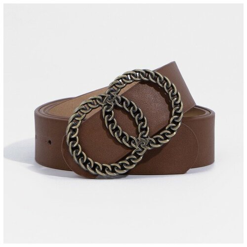 фото Ремень женский, ширина 3,3 см, гладкий, пряжка металл, цвет светло-коричневый./в упаковке шт: 1 e.store