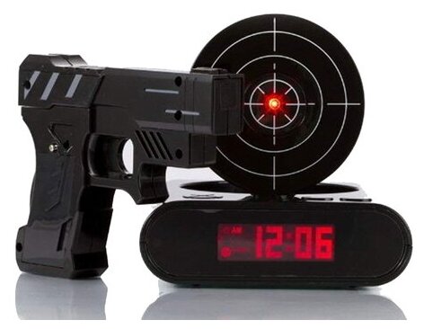 Часы-будильник с мишенью и лазерным пистолетом Gun Alarm Clock