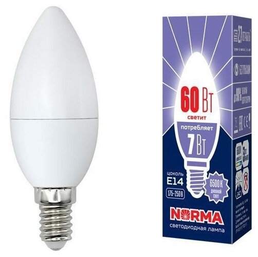 Volpe Лампа светодиодная (UL-00003794) E14 7W 6500K матовая LED-C37-7W/DW/E14/FR/NR