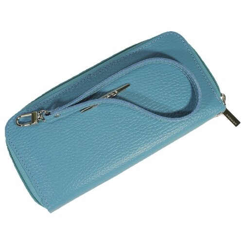 Кошелек кроко женский из натуральной кожи, маленький бумажник для денег, на каждый день голубой CRO-S-40-325