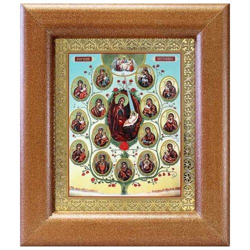 древо пресвятой богородицы икона в широкой рамке с узором 19 22 5 см Древо Пресвятой Богородицы, икона в широкой рамке 14,5*16,5 см