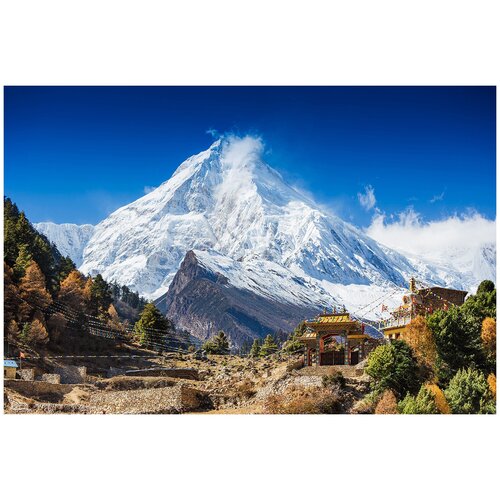 Фотообои Уютная стена Гималаи горный пейзаж 410х270 см Виниловые Бесшовные (единым полотном)