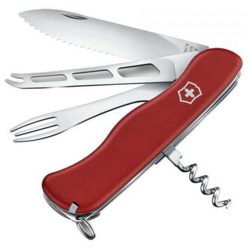 Нож Victorinox Cheese Master, 111 мм, 8 функций, с фиксатором лезвия, красный