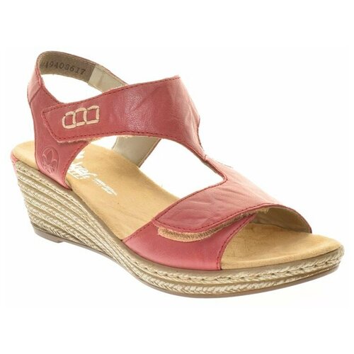 фото Босоножки rieker женские летние, размер 38, цвет красный, артикул 62468-33