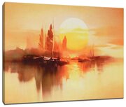 Картина Уютная стена "Закатное солнце и парусники" 80х60 см