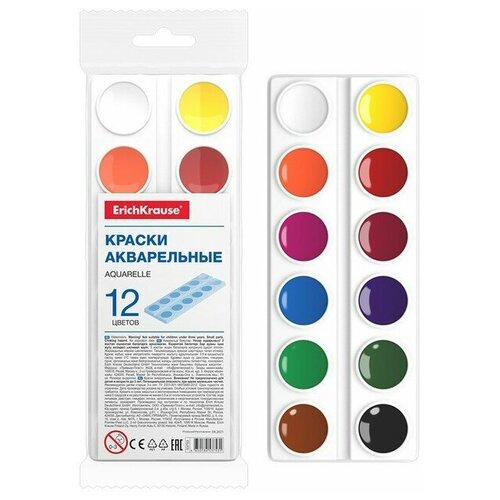 Акварель 12цв пластик без крышки ErichKrause Basic light pack в прозрач упак с подв 6973182