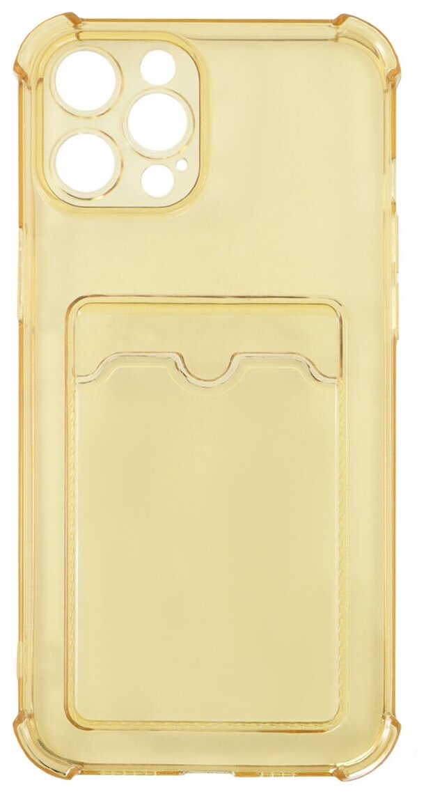 Защитный силиконовый чехол LuxCase с картхолдером для пластиковых банковских карт Золотистый прозрачный кейс бампер на Apple iPhone 12 Pro Max