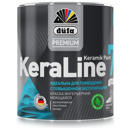 Краска акриловая Dufa Premium KeraLine 7 матовая бесцветный 0.9 л краска акриловая dufa premium keraline 3 для детской моющаяся матовая бесцветный 11 88 кг