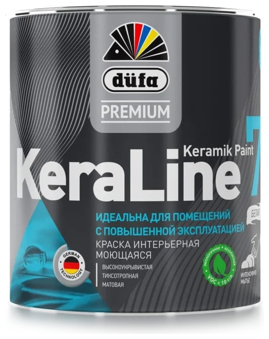 Краска акриловая Dufa Premium KeraLine 7 моющаяся матовая белый 0.9 л