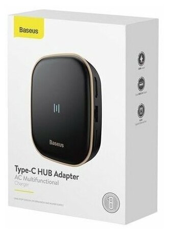 Адаптер хаб Baseus Type-C HUB Adapter AC Multifunctional Charger (EU) (CAHUB-AU01, CAHUB-AU02) USB3.0x2, HDMI, SD/TF, RJ45 (black)