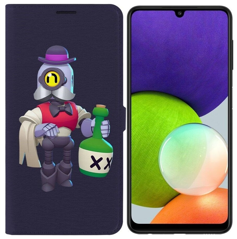 Чехол книжка Krutoff Эко Book для Samsung Galaxy M22 (M225) Brawl Stars-Барли (синий)