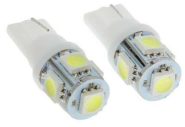 Автолампа светодиодная Cartage, T10 W5W, 12 В, 5 SMD-5050, набор 2 шт