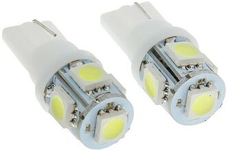 Автолампа светодиодная Cartage, T10 W5W, 12 В, 5 SMD-5050, набор 2 шт