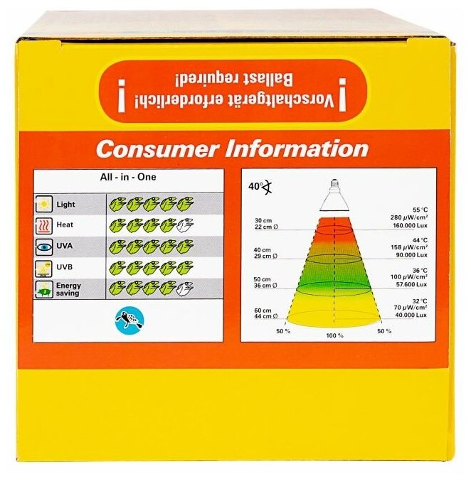 УФ лампа для водных черепах LUCKY REPTILE "3 в 1", E27, 100Вт (Германия) - фотография № 8
