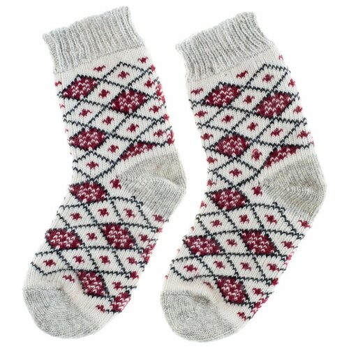 фото Теплые носки детские, шерстяные, для девочки, из овечьей шерсти, вязаные, зимние, размер 29-31 снежно