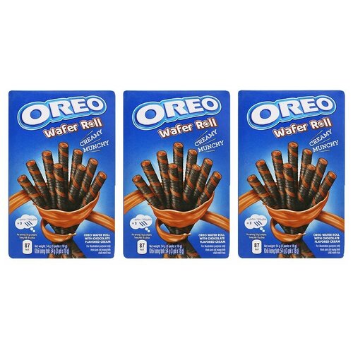 Вафельные трубочки-печенье Oreo Wafer Roll Chocolate/Орео вафер ролл с шоколадной начинкой (3 шт. по 54 гр.)