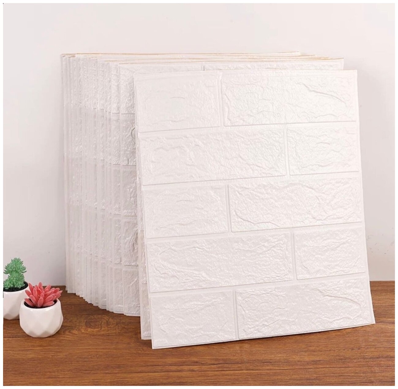 Панели 3Д самоклеящиеся 20 шт. Кирпич белый 38см*35см*3 мм для стен ,3D блоки интерьерные на стену ,фартук кухонный, плитка в ванную потолочная для декора