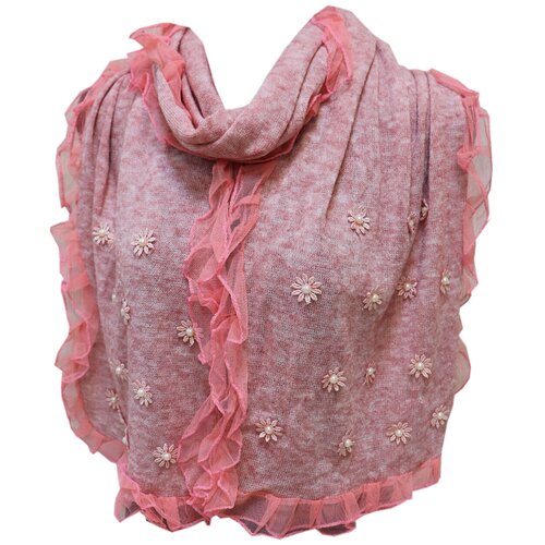 Шарф Crystel Eden,190х30 см, розовый шарф crystel eden с бахромой 190х30 см черный белый