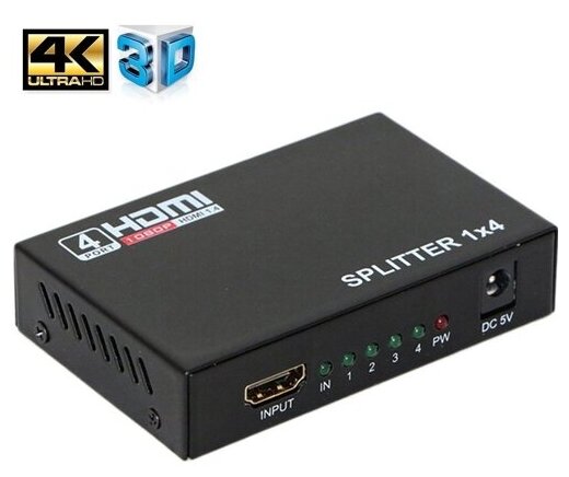 Разветвитель HDMI 1.4 Orient HSP0104H сплиттер 1 вход на 4 выхода UHDTV HDMI 1.4 4K 30Гц