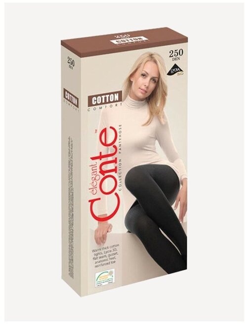 Колготки  Conte elegant Cotton, 250 den, размер 3, черный