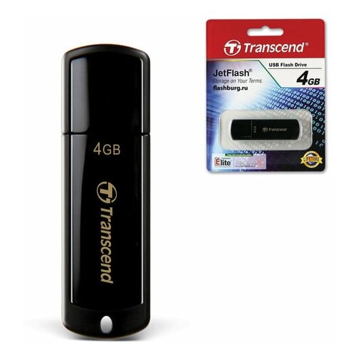 Флеш-диск 4 GB TRANSCEND Jet Flash 350 USB 2.0 черный, 1 шт флэш диск usb 16gb transcend jetflash 350 черный ts16gjf350 25шт