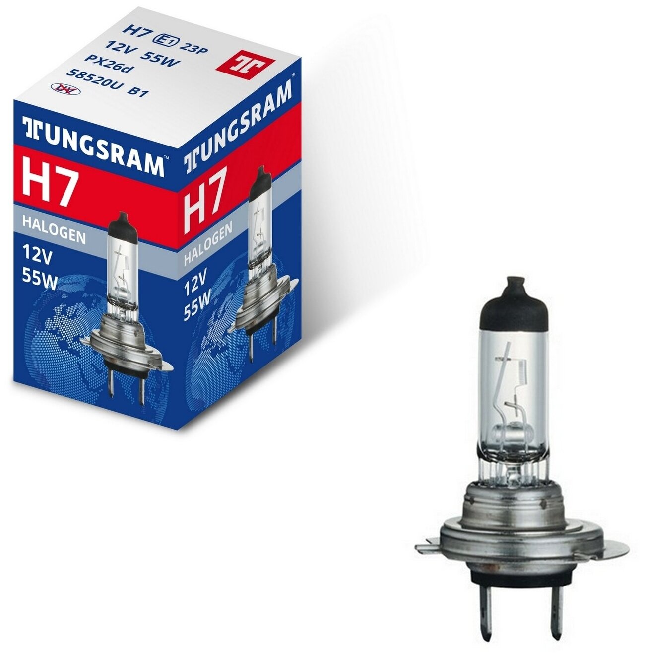 Лампа TUNGSRAM, H7, 12V, 55W, PX26D, 3200K