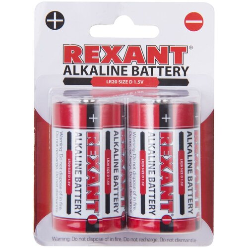 Элемент питания REXANT Alkaline D LR20 бл 2 