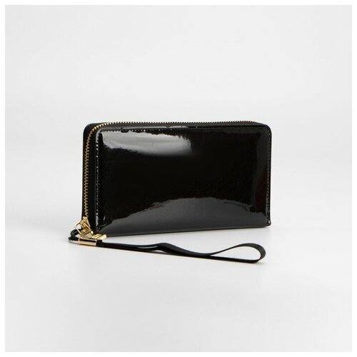 фото Кошелёк на молнии, с ручкой, цвет чёрный lavanda