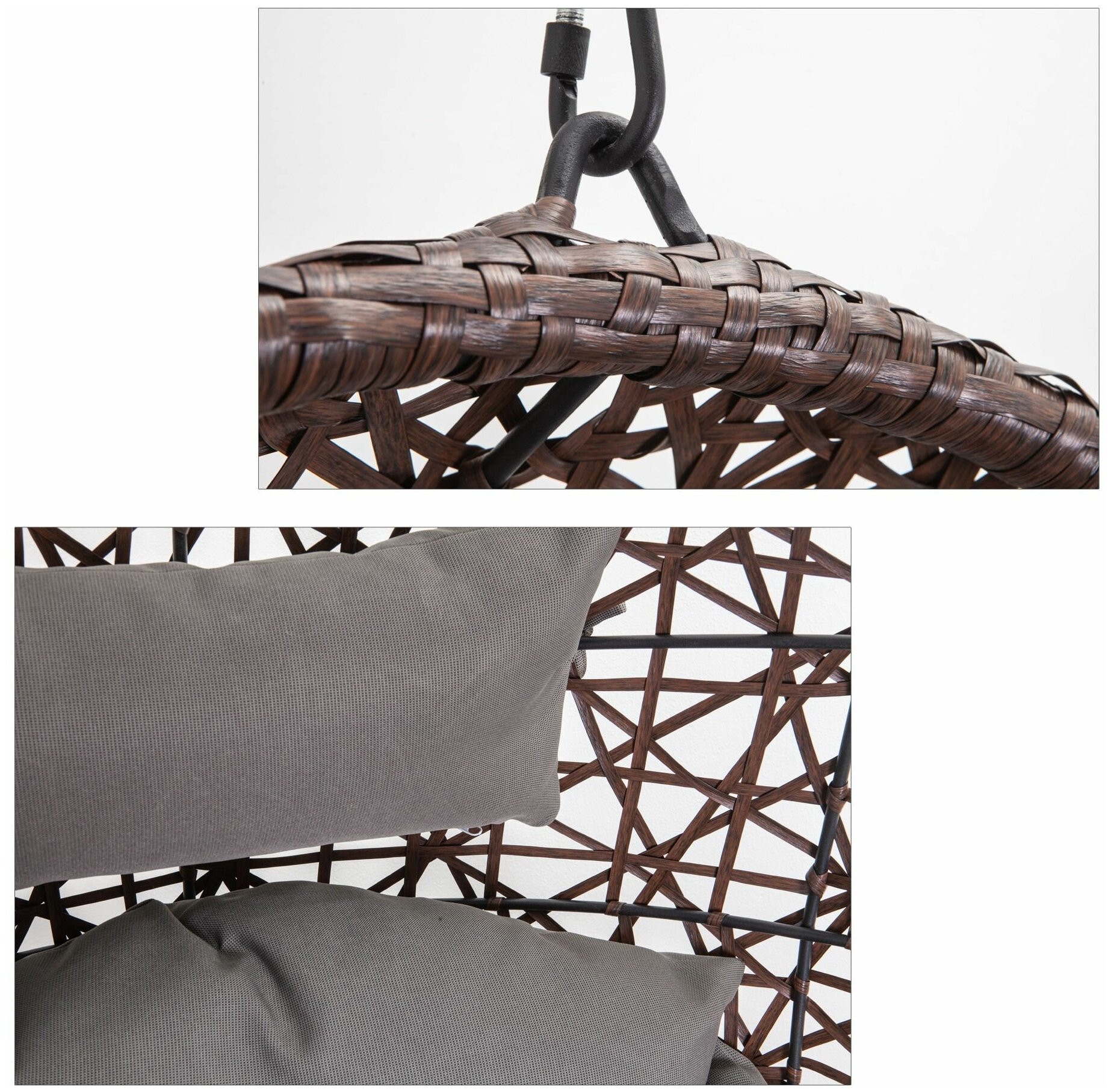 Кресло подвесное Bounty, коричневый, искусственный ротанг + подушка - фотография № 3