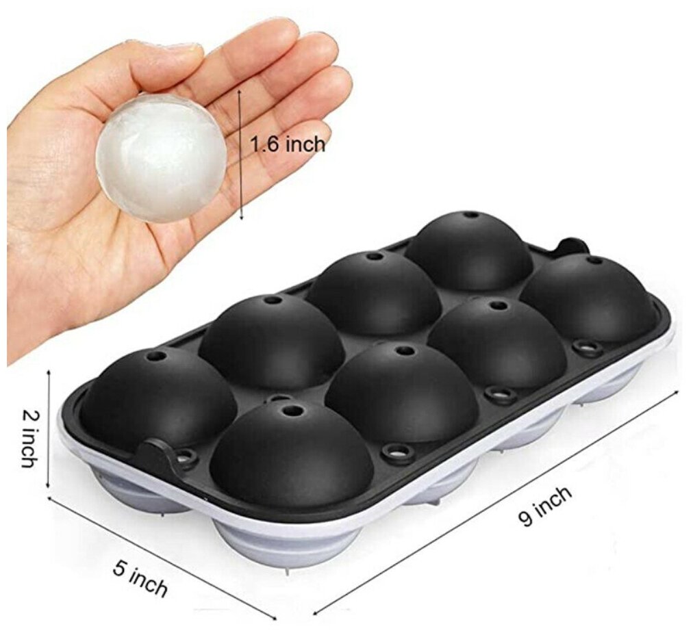 Силиконовая форма для льда Grand Price в виде шаров, 8 ячеек, 24х12,4х5 см - фотография № 8