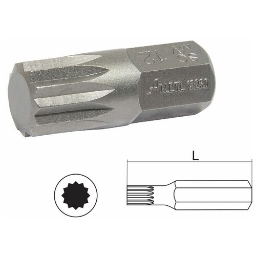 Бита SPLINE (12-ти гранная) М12 10мм L=30мм AIST 1323012M биты yato spline 30 мм с переходником 6 шт сталь s2 hrc 58 62 yt 0414