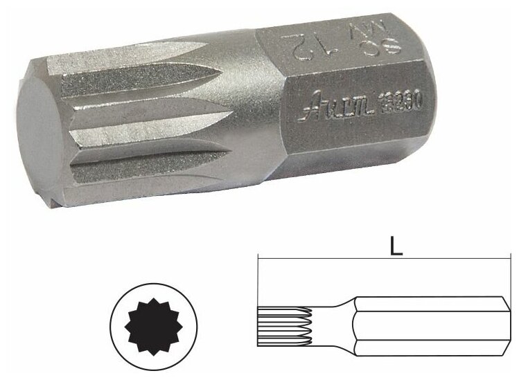 Бита SPLINE (12-ти гранная) М12 10мм L=30мм AIST 1323012M