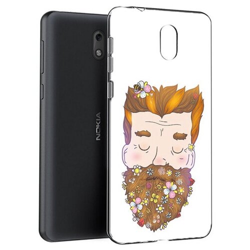 Чехол задняя-панель-накладка-бампер MyPads мужчина с цветами в бороде для Nokia 6 противоударный