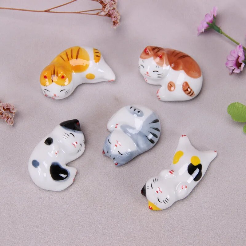 Керамическая фигурка кота держатель для палочек Mix 5pcs1set