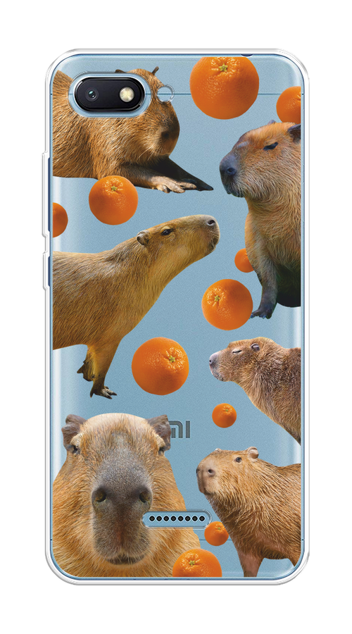 Силиконовый чехол "Капибара и апельсины" на Xiaomi Redmi 6A / Сяоми Редми 6А
