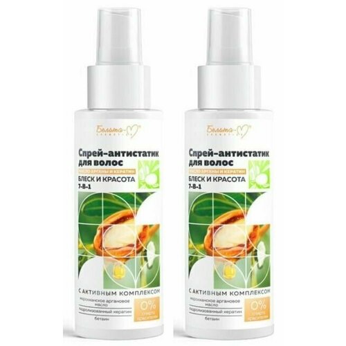 Белита-М Спрей-антистатик для волос Блеск и красота, Масло Арганы и Кератин, 7 в 1, 150 мл, 2 шт