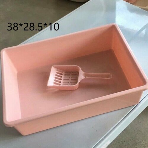 Лоток - туалет для кошек с совком чистые лапки цвет пудровый 3828510см пакет 1493₽