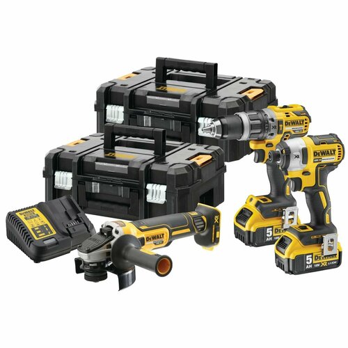Набор из трёх инструментов DeWALT дрель-шуруповерт DCD796 шуруповерт DCF887 УШМ DCG412 DCK384P2 11897100₽