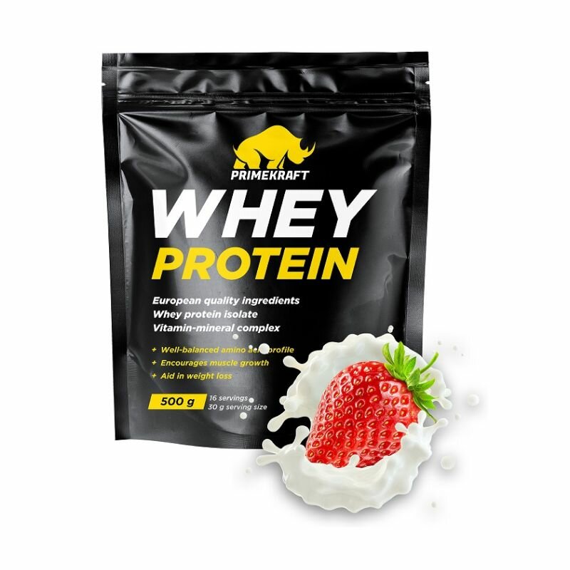 Протеин сывороточный PRIMEKRAFT Whey Protein, Клубничный йогурт 500 г